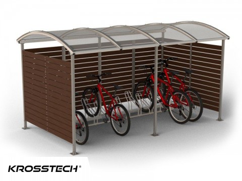Wiata rowerowa  "Zorza" zabudowana  (ściany drewno) 10 rowerów / 420cm